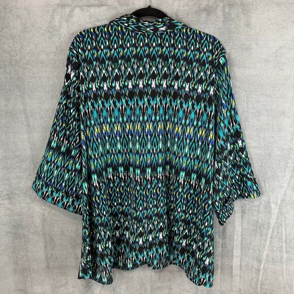 Catherines Top Womens 3X Green Button Down 3/4 Length Sleeve Office Casual - Picture 7 of 13